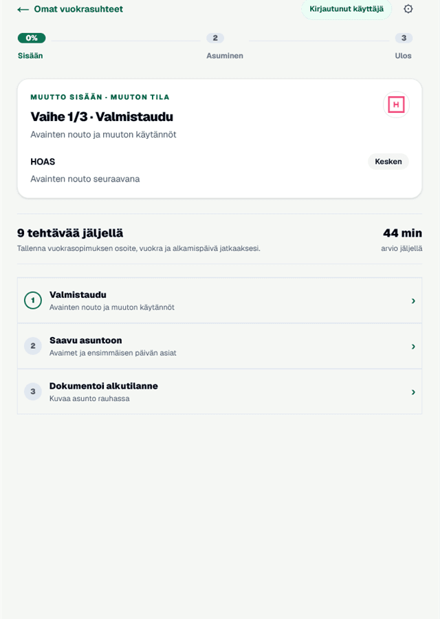 Muutto sisään -työtila